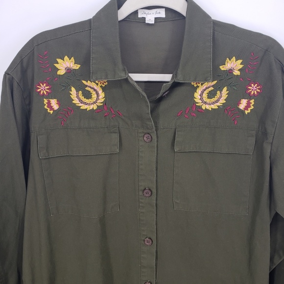 Skylar + Jade Boho Embroidered Shirt Jacket Sz M - Picture 5 of 8